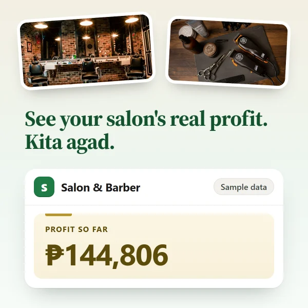 Salon & Barber app: profit so far, sample data