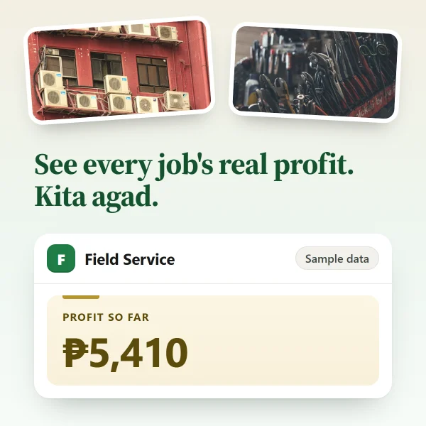 Field Service app: profit so far, sample data
