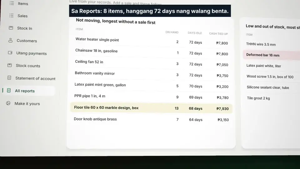 1-minute demo of the Hardware Store Profit Engine app