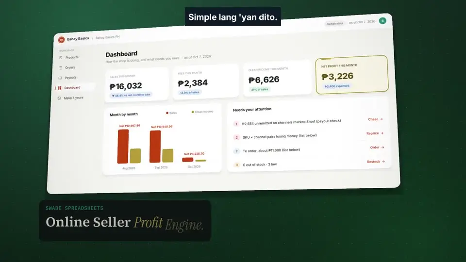 1-minute demo of the Online Seller Profit Engine app