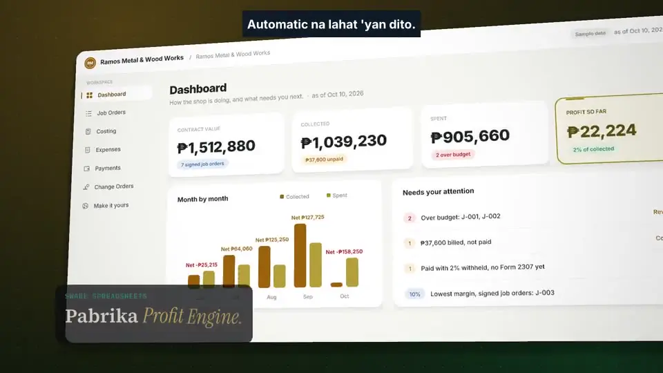 1-minute demo of the Pabrika Profit Engine app
