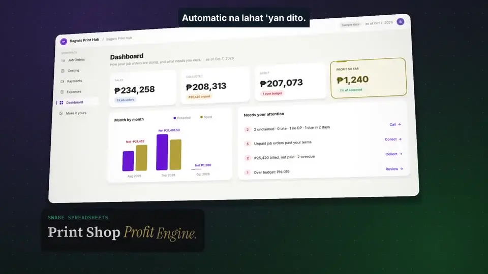 1-minute demo of the Print Shop Profit Engine app