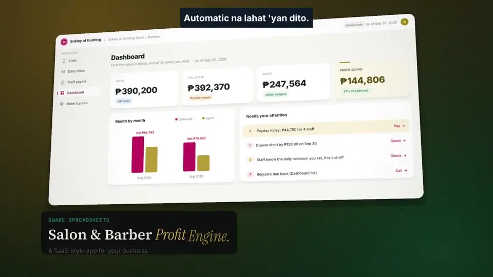 1-minute demo of the Salon & Barber Profit Engine app